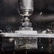 bi metal hole saw cutting through metal with high precision and coolant spray