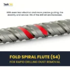 sds plus drill bit spiral flute closeup less vibration improved stability faster dust removal
